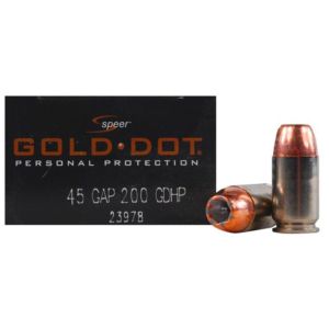 Speer – Gold Dot 45 GAP 200Gr. Hollow Point 20rds.